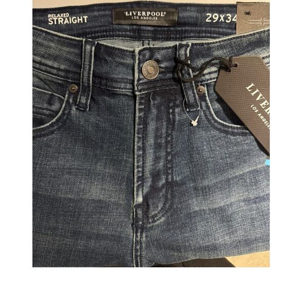NEW Liverpool Men's Relaxed Straight Jeans 29x34 Medium Wash Blue Denim‎ NWT - Picture 5 of 6